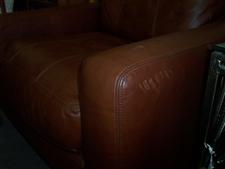 Lee brown leather chair with chrome legs