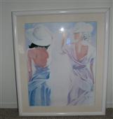 Lithograph - Two women looking to the blue sky