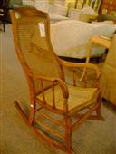 Antique Oak and Cane Rocking Chair