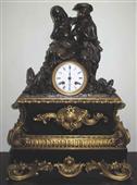 Antique Clock French Solid Bronze and Black Onyx