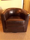 Brown Italian Leather Swivel Chair